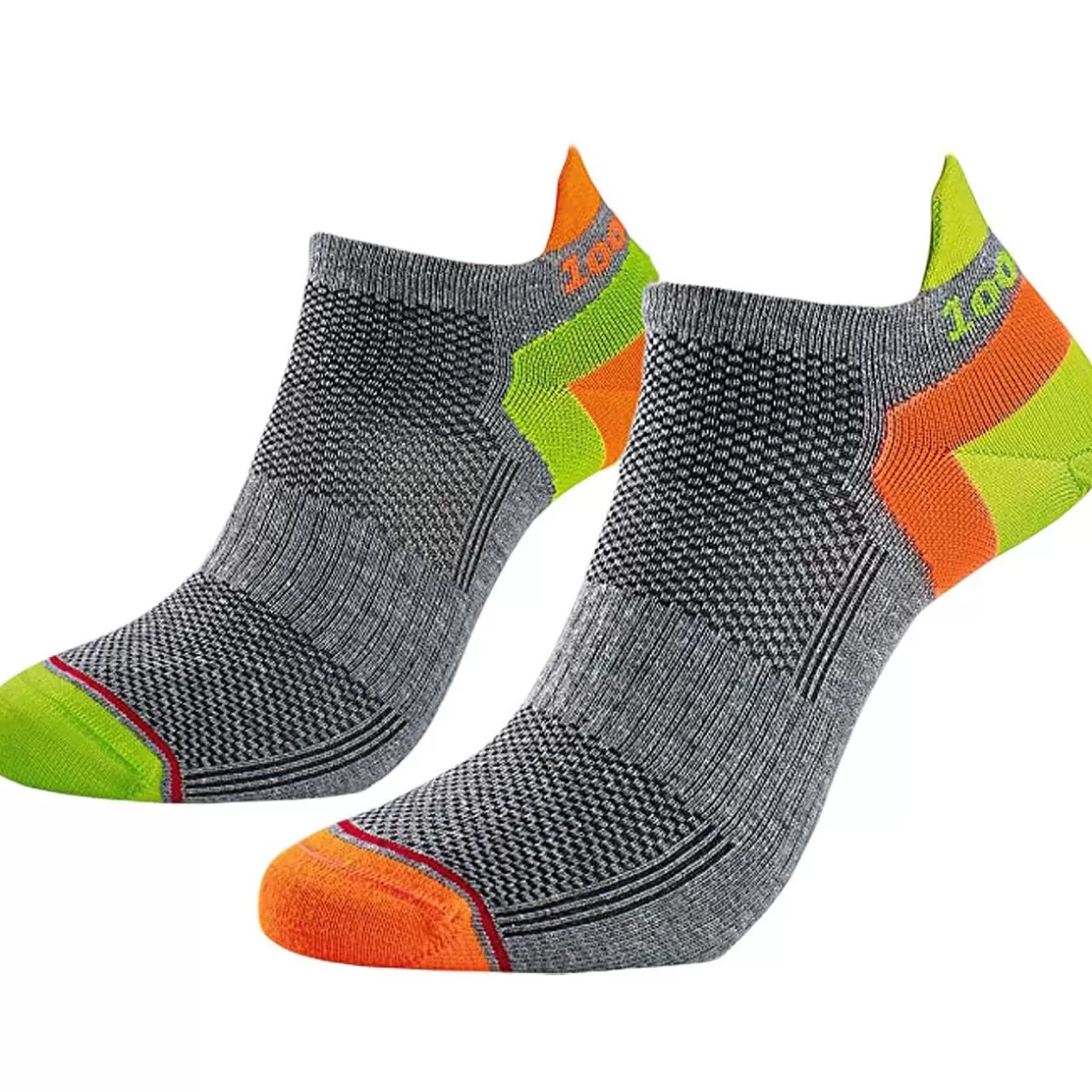 Atwood Rope Socks>1000 Mile Trainer Liner Sock Grey/Orange/Lime