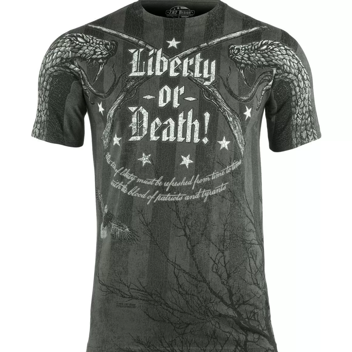 7.62 Design T-Shirts & Vests> Liberty Or Death T-Shirt Charcoal