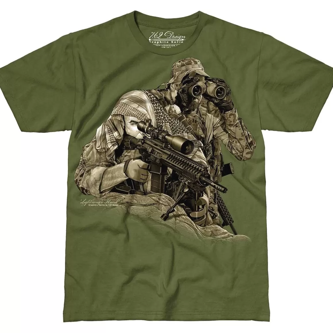 7.62 Design T-Shirts & Vests> Lightning's Hand T-Shirt Military Green