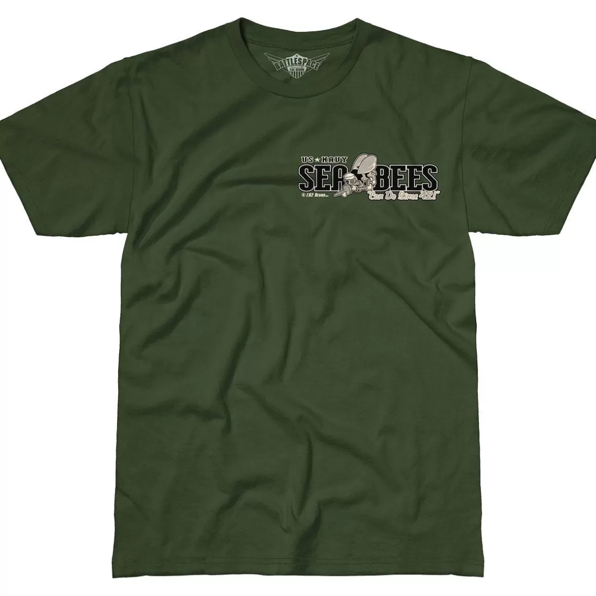 7.62 Design T-Shirts & Vests> Usn Seabees Vintage Battlespace T-Shirt Military Green