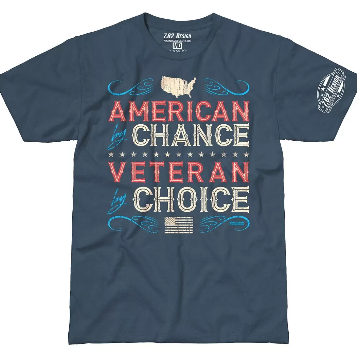 7.62 Design T-Shirts & Vests> Veteran By Choice American T-Shirt Indigo