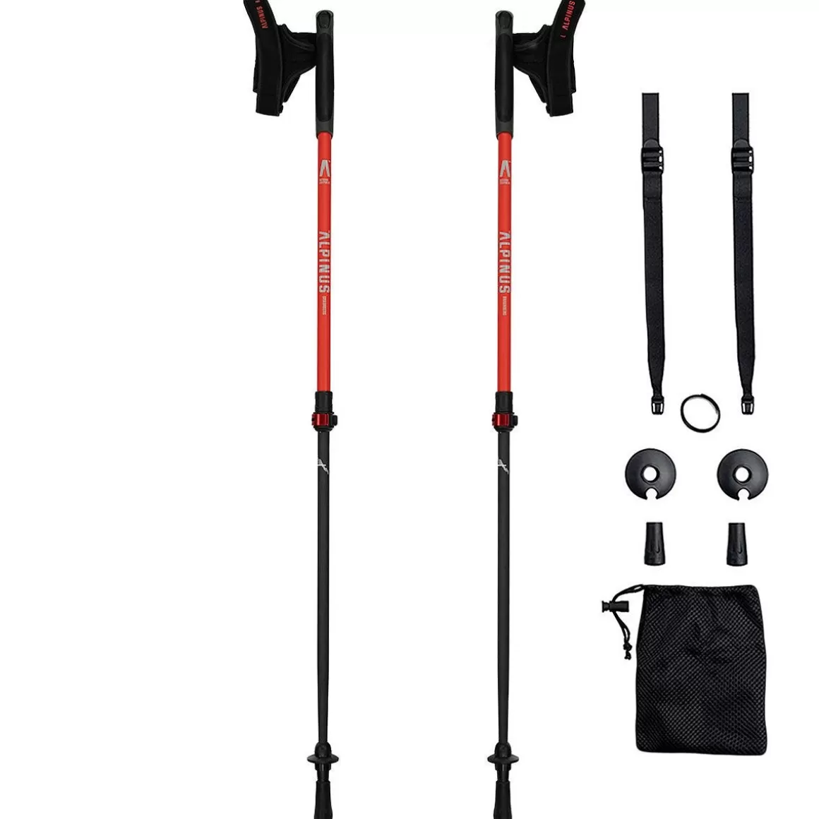 Alpinus Walking Sticks> Pro Nordic Walking Poles Braunberg Red