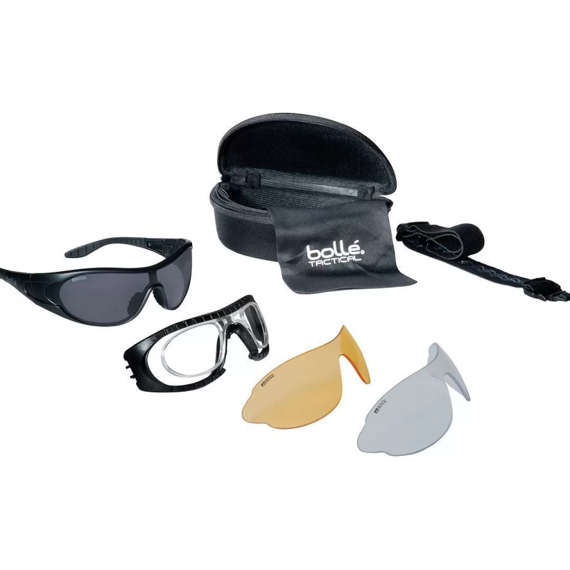 Bolle Ballistic Glasses> Raider Ballistic Spectacles - Clear + Smoke + Yellow Lens / Black Frame