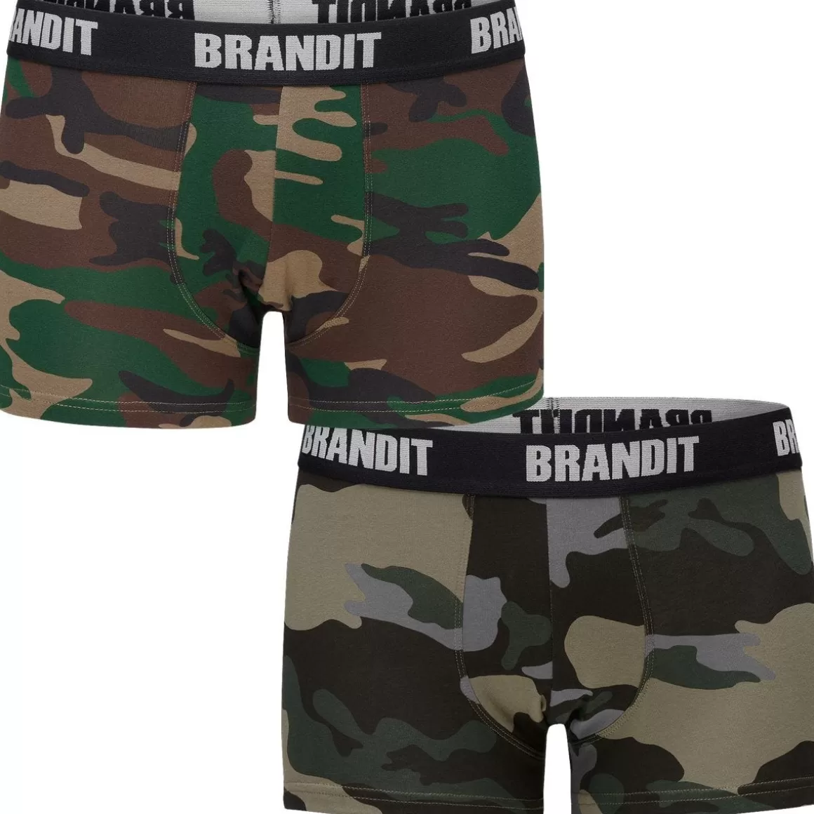 Viper Base Layers>Brandit Boxer Shorts Logo 2 Pack Woodland / Dark Camo