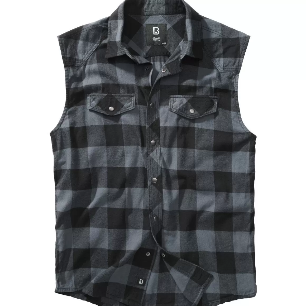 Helikon Shirts>Brandit Checkshirt Sleeveless Black / Grey