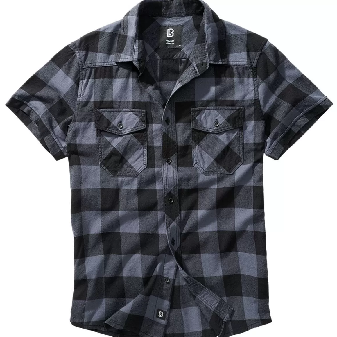 MFH Shirts>Brandit Half Sleeve Check Shirt Black/Grey