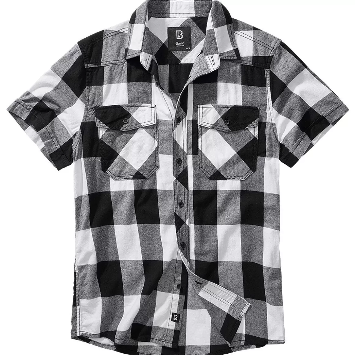 Viper Shirts>Brandit Half Sleeve Check Shirt White/Black