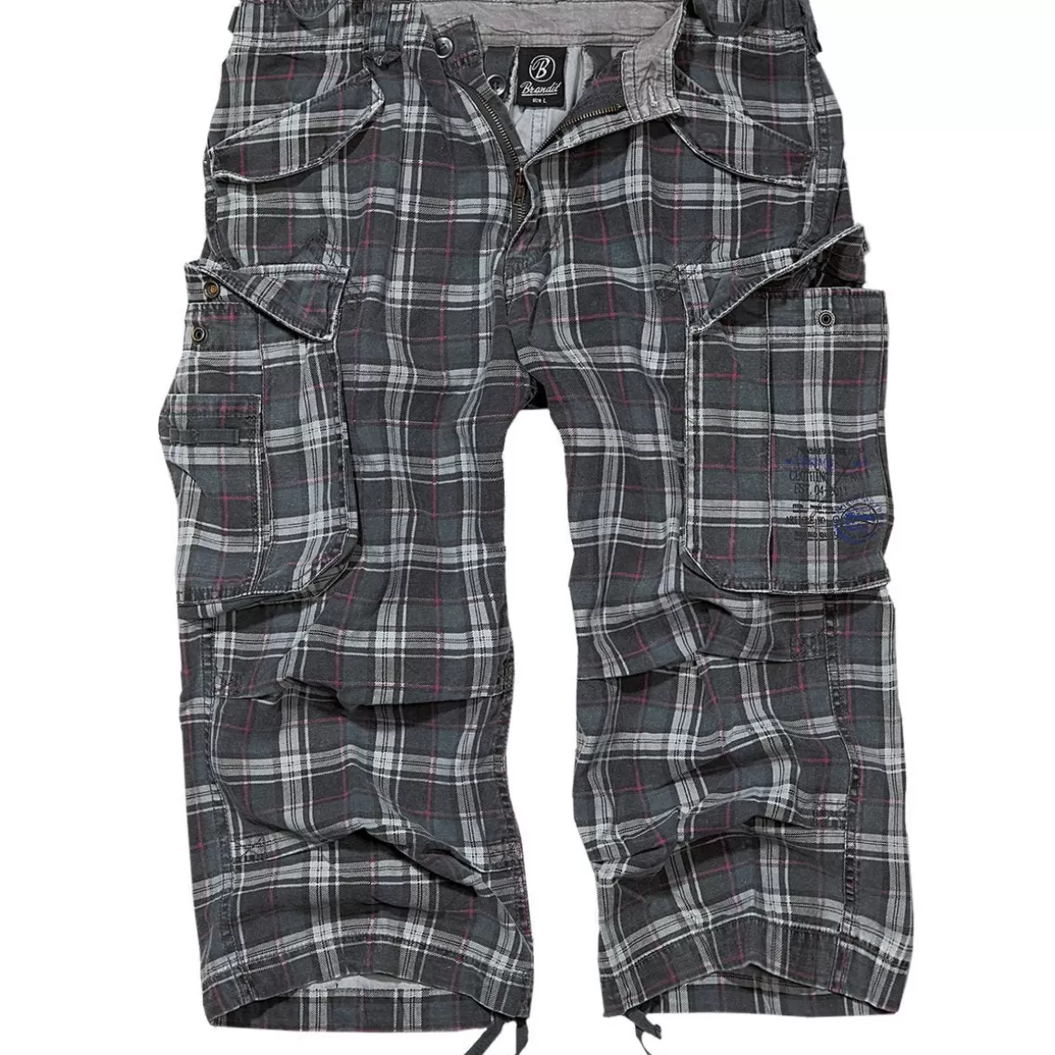 Alta Industries Shorts>Brandit Industry Vintage 3/4 Shorts Dark Grey / Purple