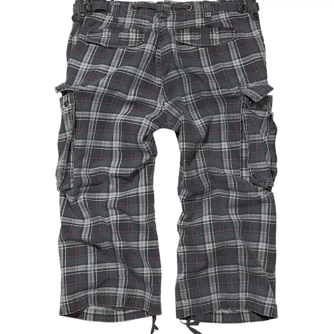 Alta Industries Shorts>Brandit Industry Vintage 3/4 Shorts Dark Grey / Purple