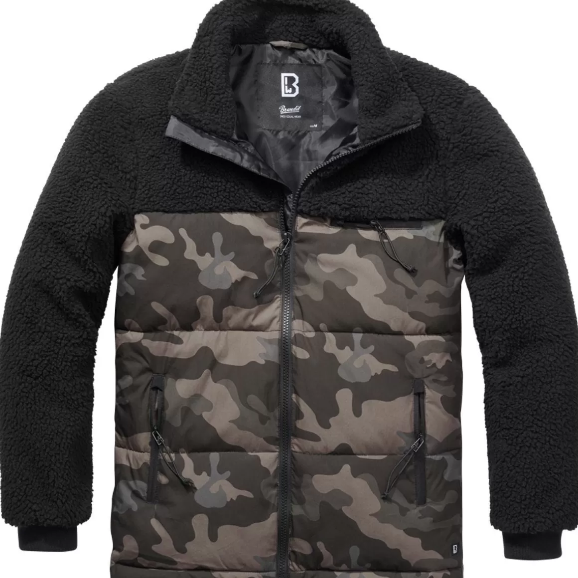 Brandit Jackets & Coats> Jackson Teddyfleece Jacket Black / Dark Camo