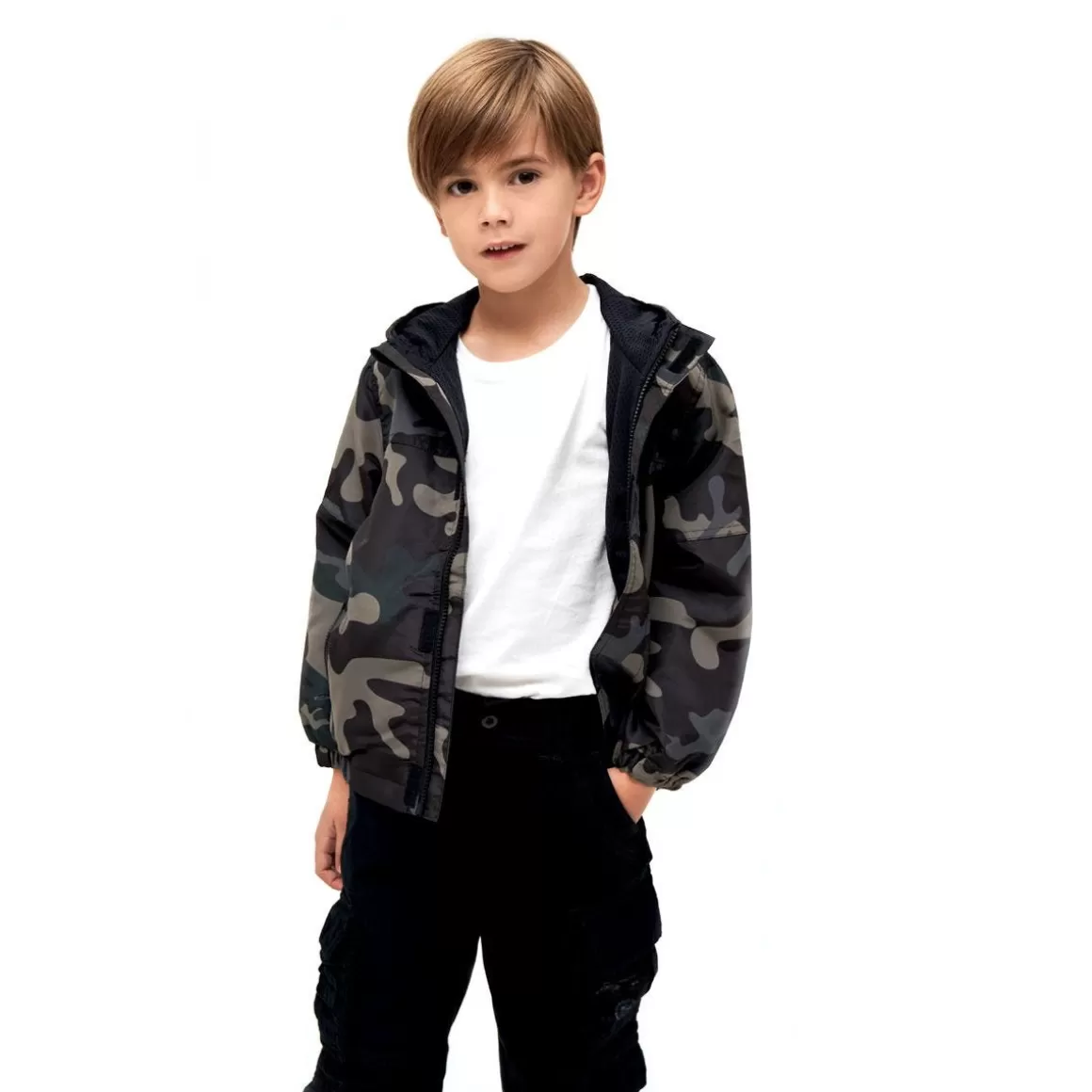 Helikon Jackets>Brandit Kids Summer Windbreaker Front Zip Dark Camo
