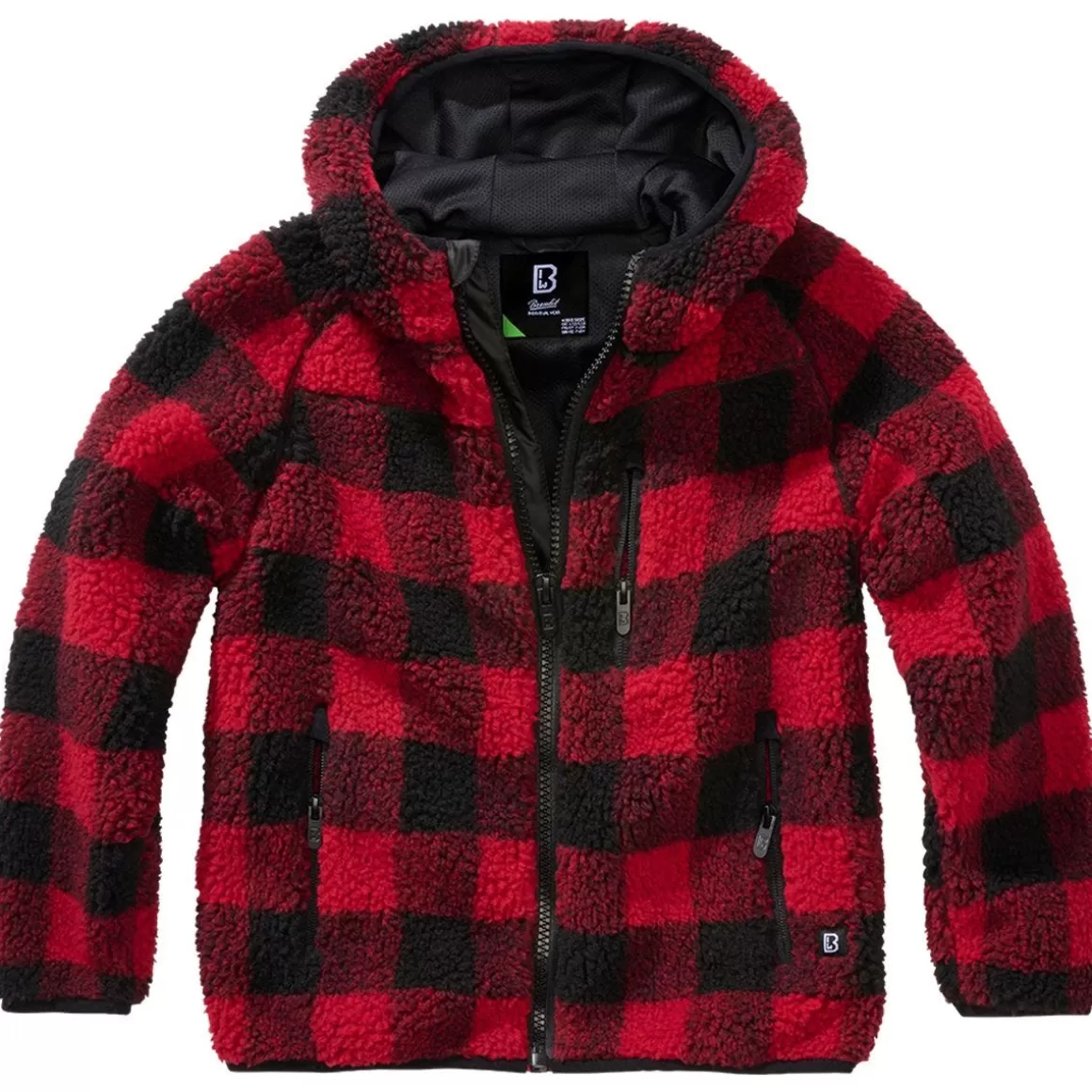 Wisport Jackets>Brandit Kids Teddyfleece Hooded Jacket Red/Black