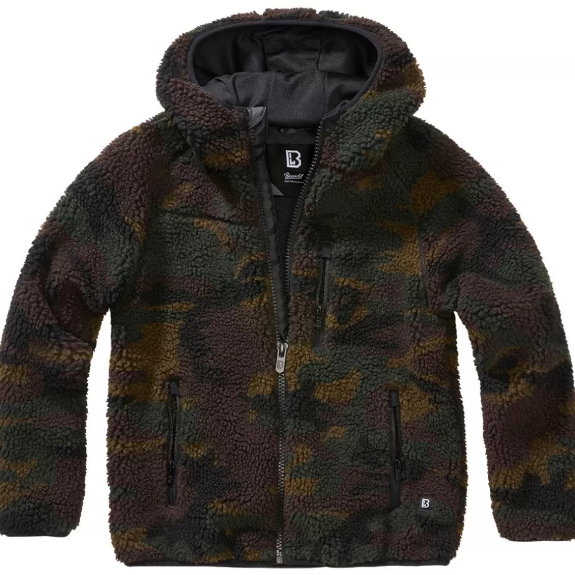 Helikon Jackets>Brandit Kids Teddyfleece Hooded Jacket Woodland