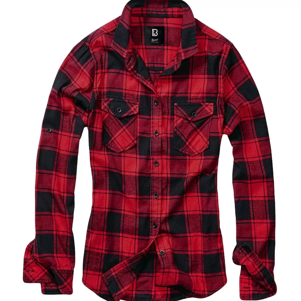 Wisport Shirts>Brandit Ladies Amy Flanell Shirt Red/Black