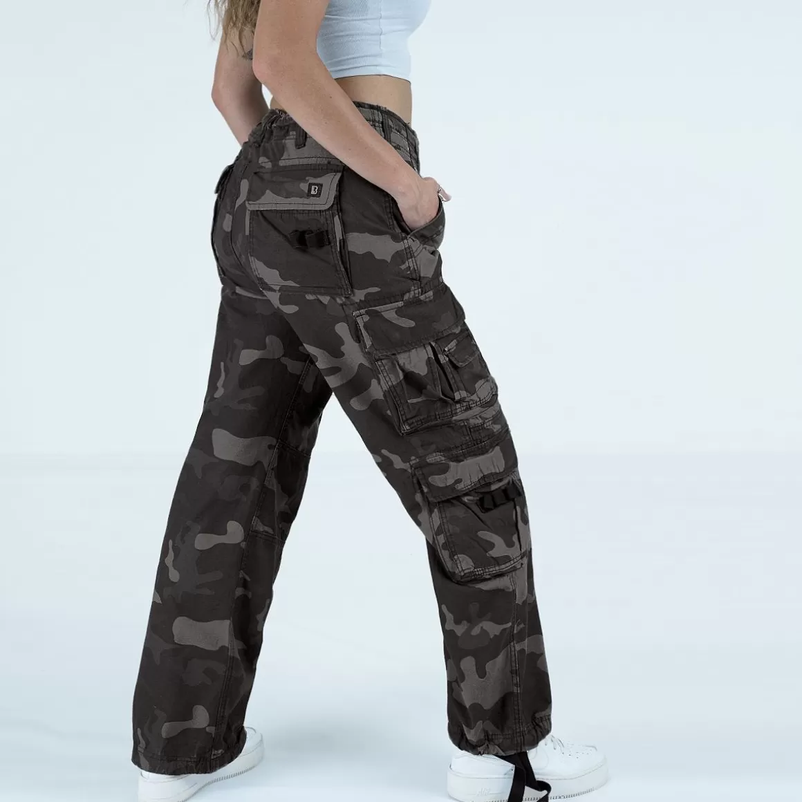 Mil-Com Trousers>Brandit Ladies Pure Vintage Trousers Dark Camo