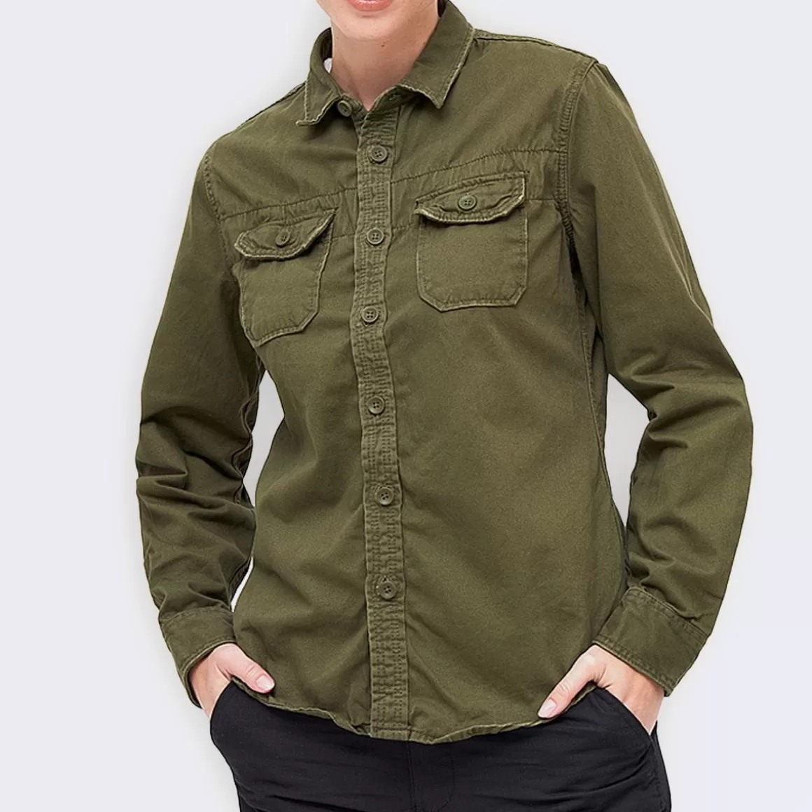 Mil-Tec Shirts>Brandit Ladies Vintage Shirt Longsleeve Olive
