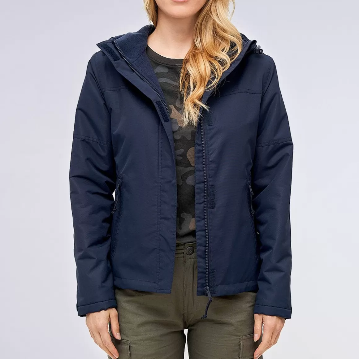 Highlander Jackets>Brandit Ladies Windbreaker Front Zip Navy