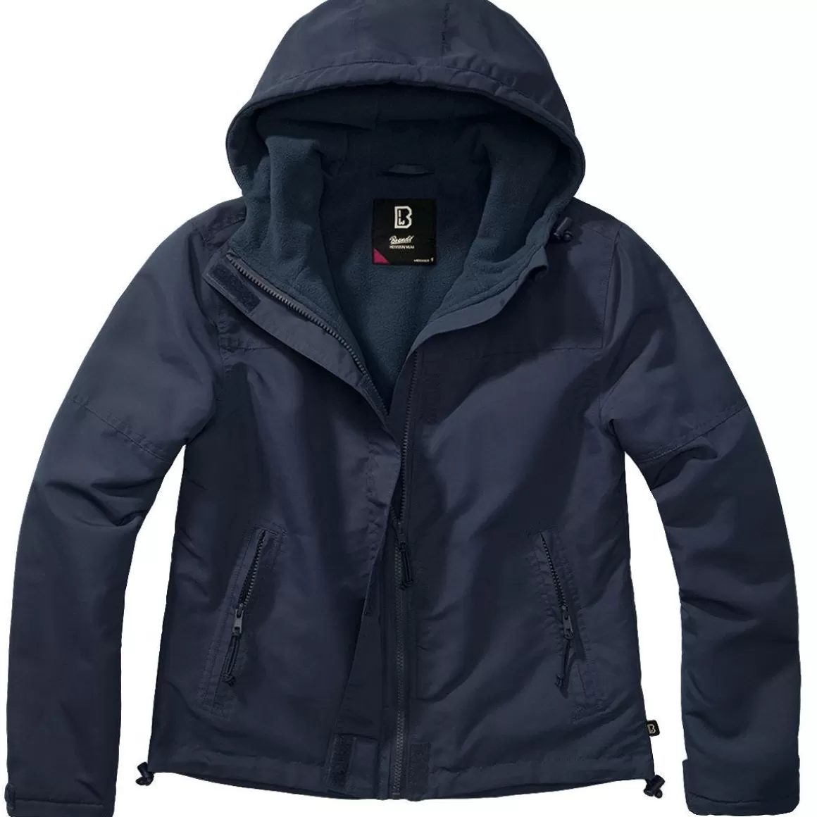 Highlander Jackets>Brandit Ladies Windbreaker Front Zip Navy