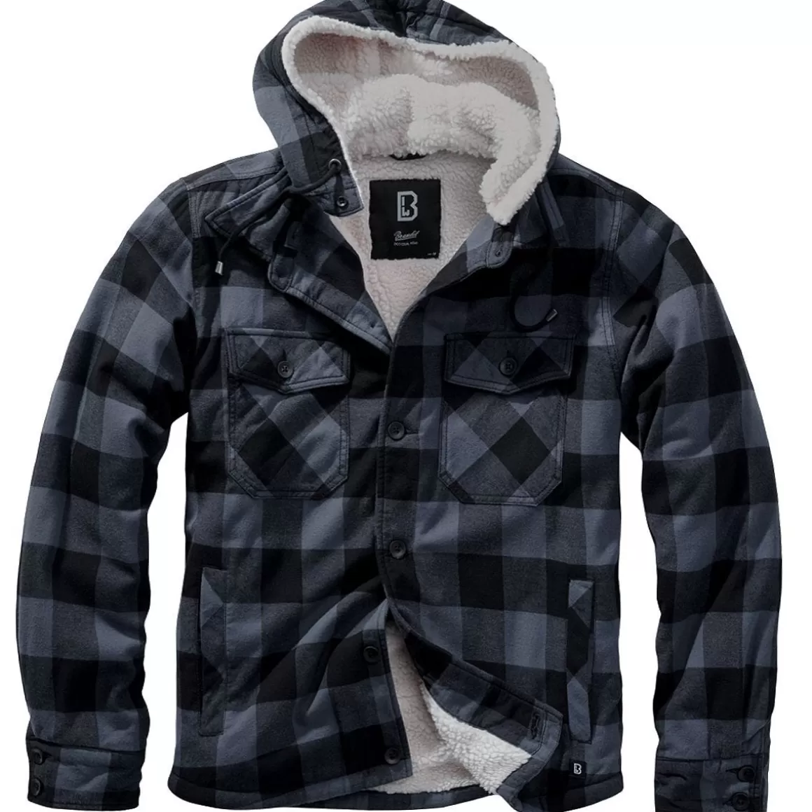 Brandit Jackets & Coats> Lumber Hooded Jacket Black/Grey