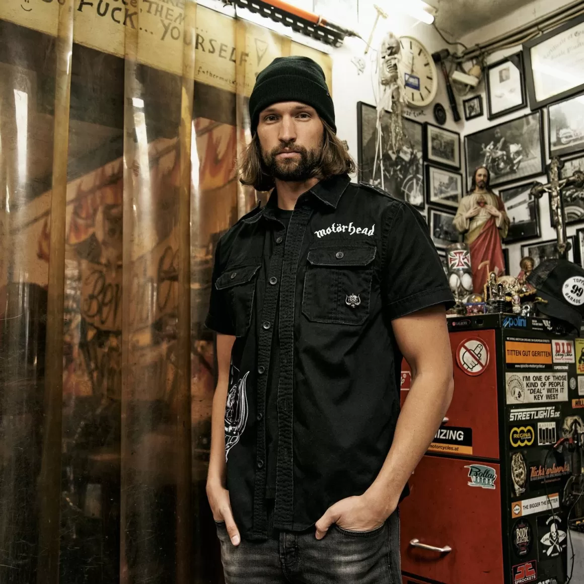 Helikon Shirts>Brandit Motorhead Vintage Shirt 1/2 Sleeve Black