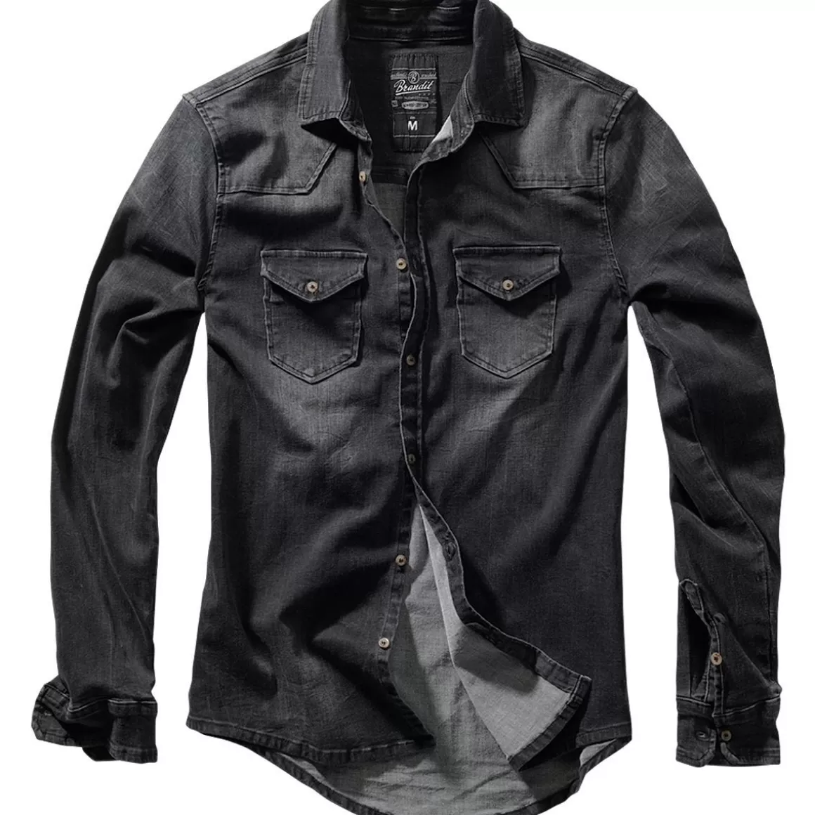 MFH Shirts>Brandit Riley Denim Shirt Black