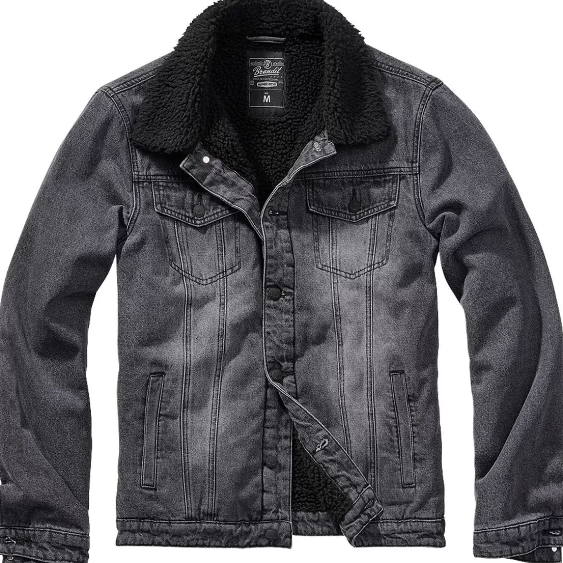 Brandit Jackets & Coats> Sherpa Denim Jacket Black/Black