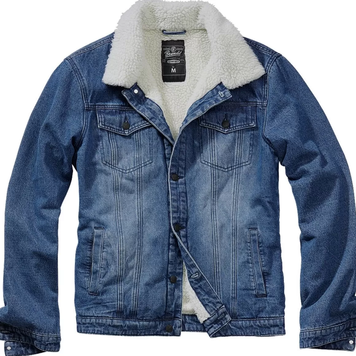 Brandit Jackets & Coats> Sherpa Denim Jacket Blue/Off White