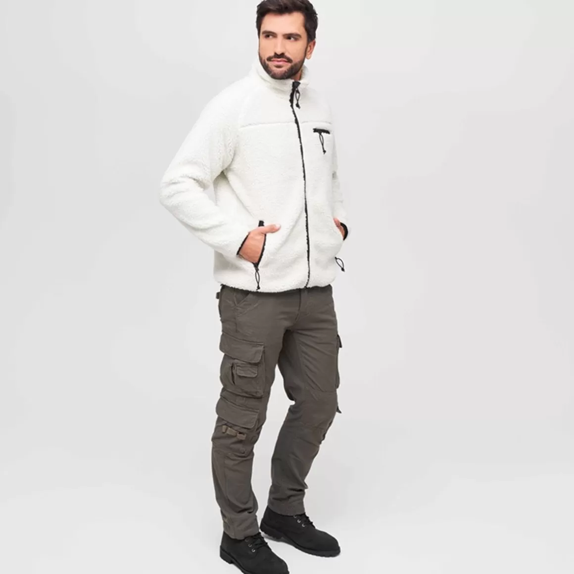 Helikon Fleeces>Brandit Teddyfleece Jacket White