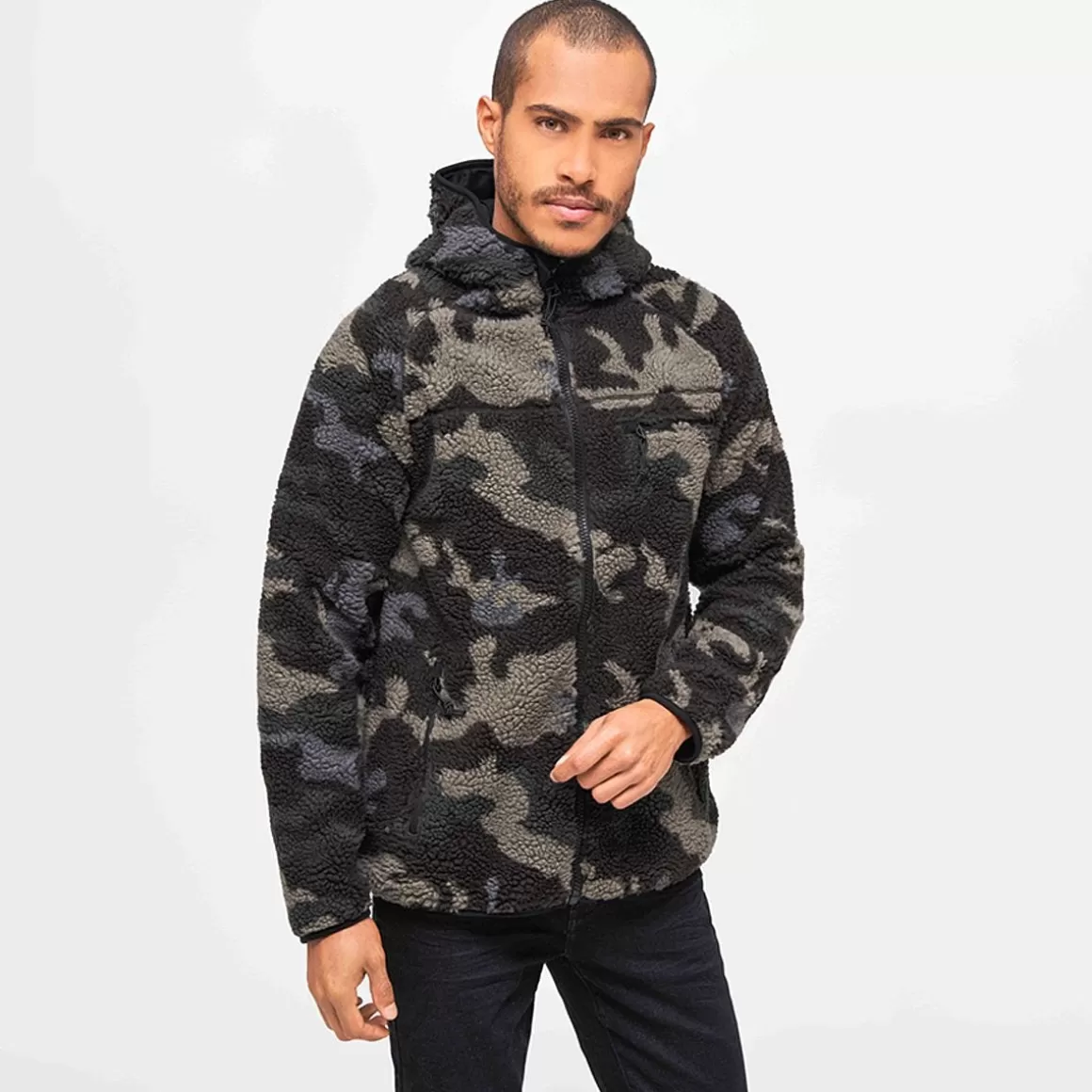 Alpinus Fleeces>Brandit Teddyfleece Worker Jacket Dark Camo