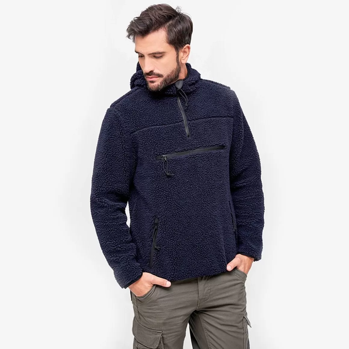 Pentagon Fleeces>Brandit Teddyfleece Worker Pullover Navy