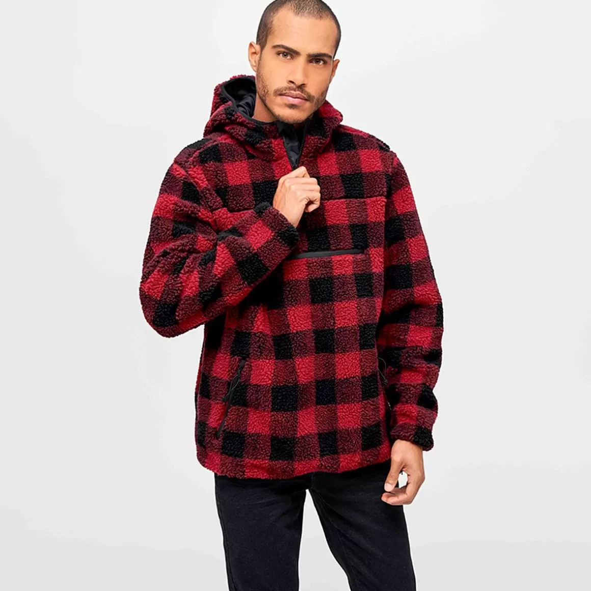 Pentagon Fleeces>Brandit Teddyfleece Worker Pullover Red/Black