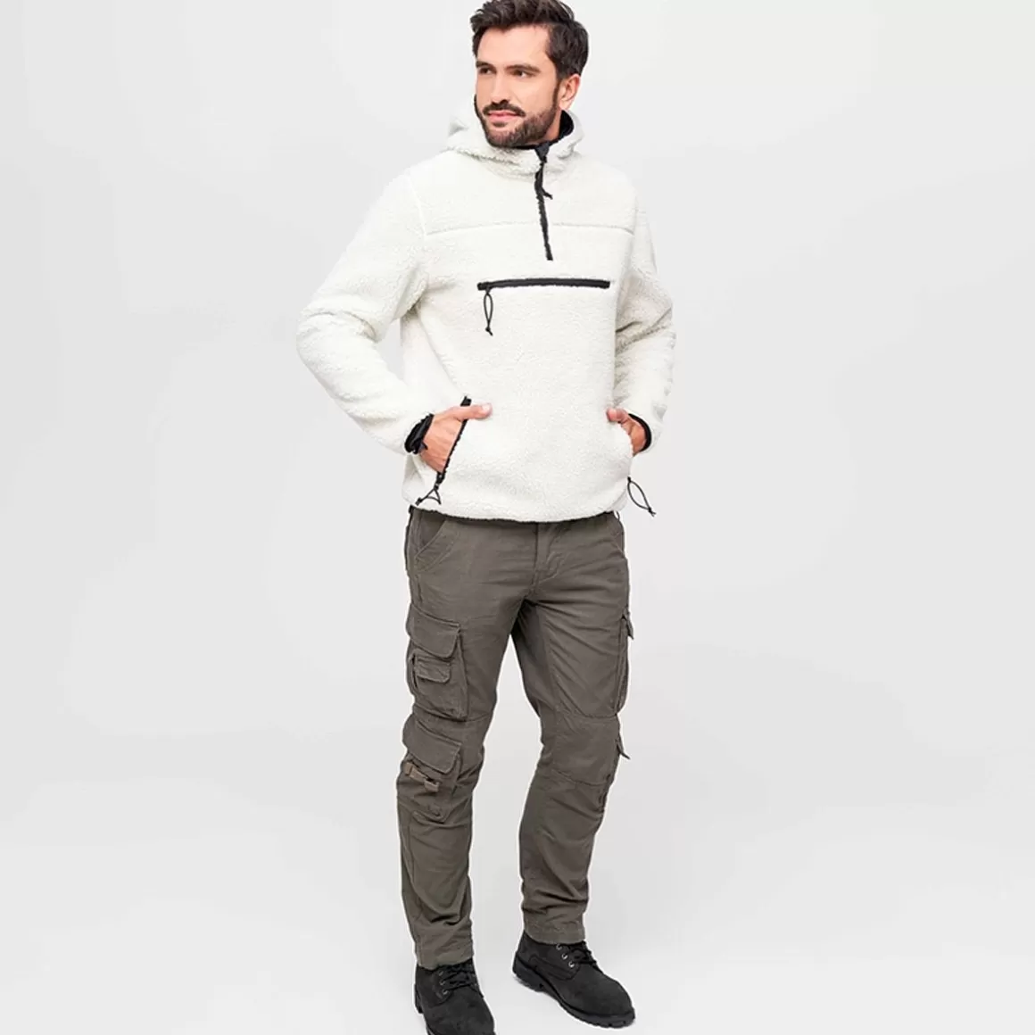 Morakniv Fleeces>Brandit Teddyfleece Worker Pullover White