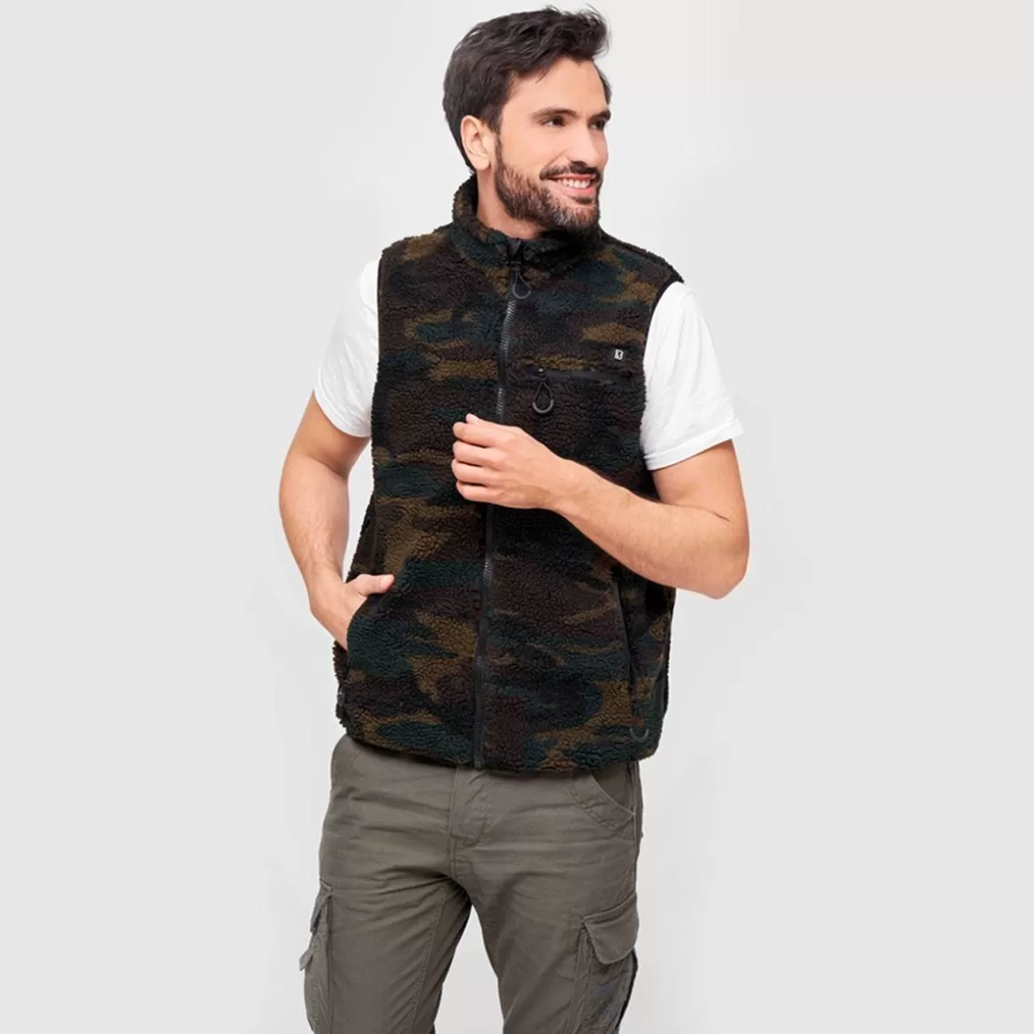 Pentagon Fleeces>Brandit Teddyfleece Worker Vest Woodland