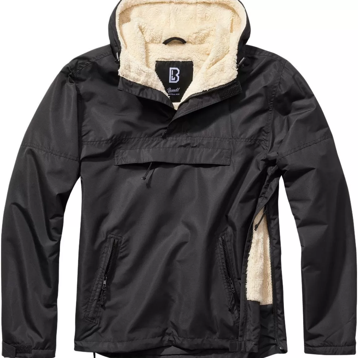 Brandit Jackets & Coats> Windbreaker Sherpa Jacket Black