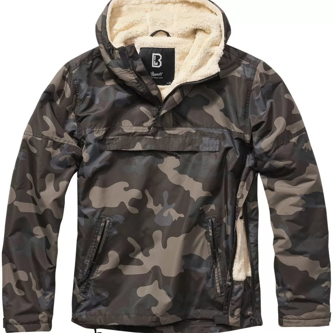 Brandit Jackets & Coats> Windbreaker Sherpa Jacket Dark Camo