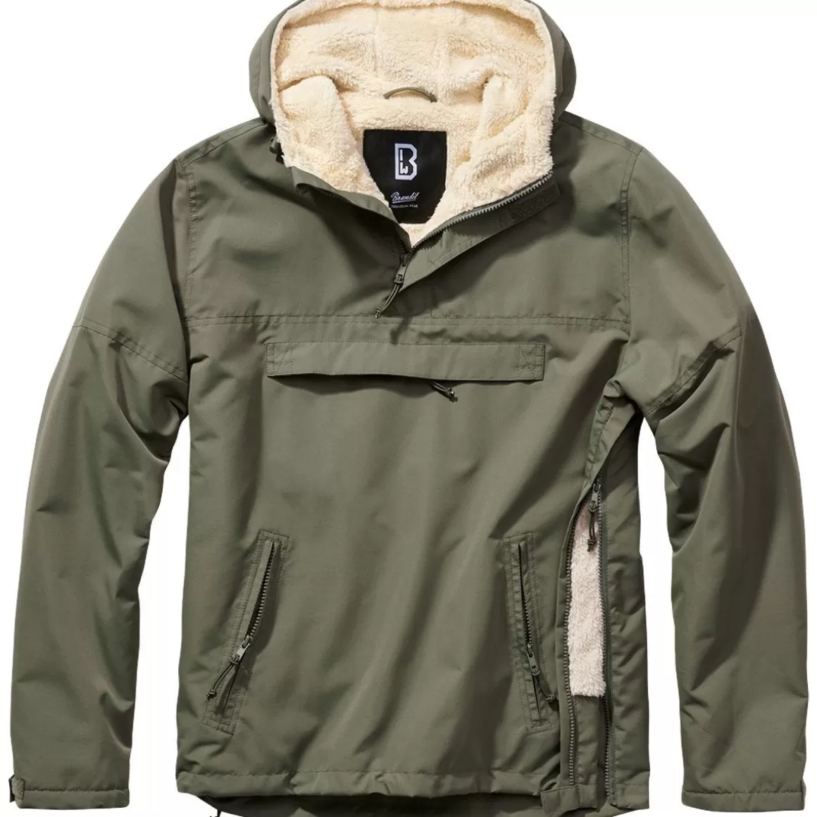 Brandit Jackets & Coats> Windbreaker Sherpa Jacket Olive