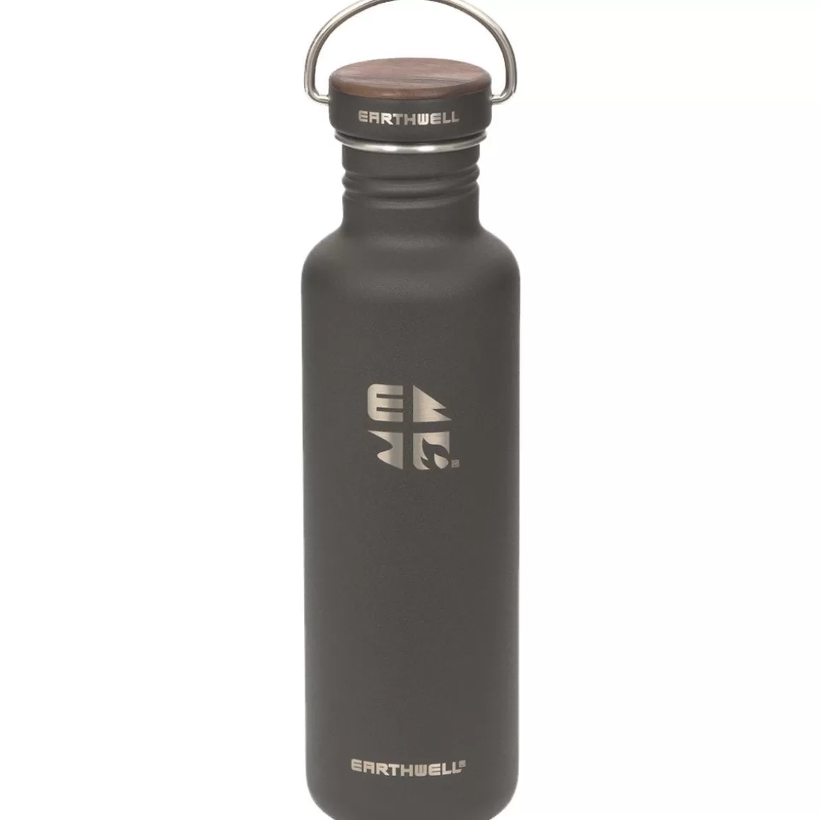 Earthwell Water & Hydration> Woodie Single Wall Bottle 800Ml Walnut / Volcanic Black