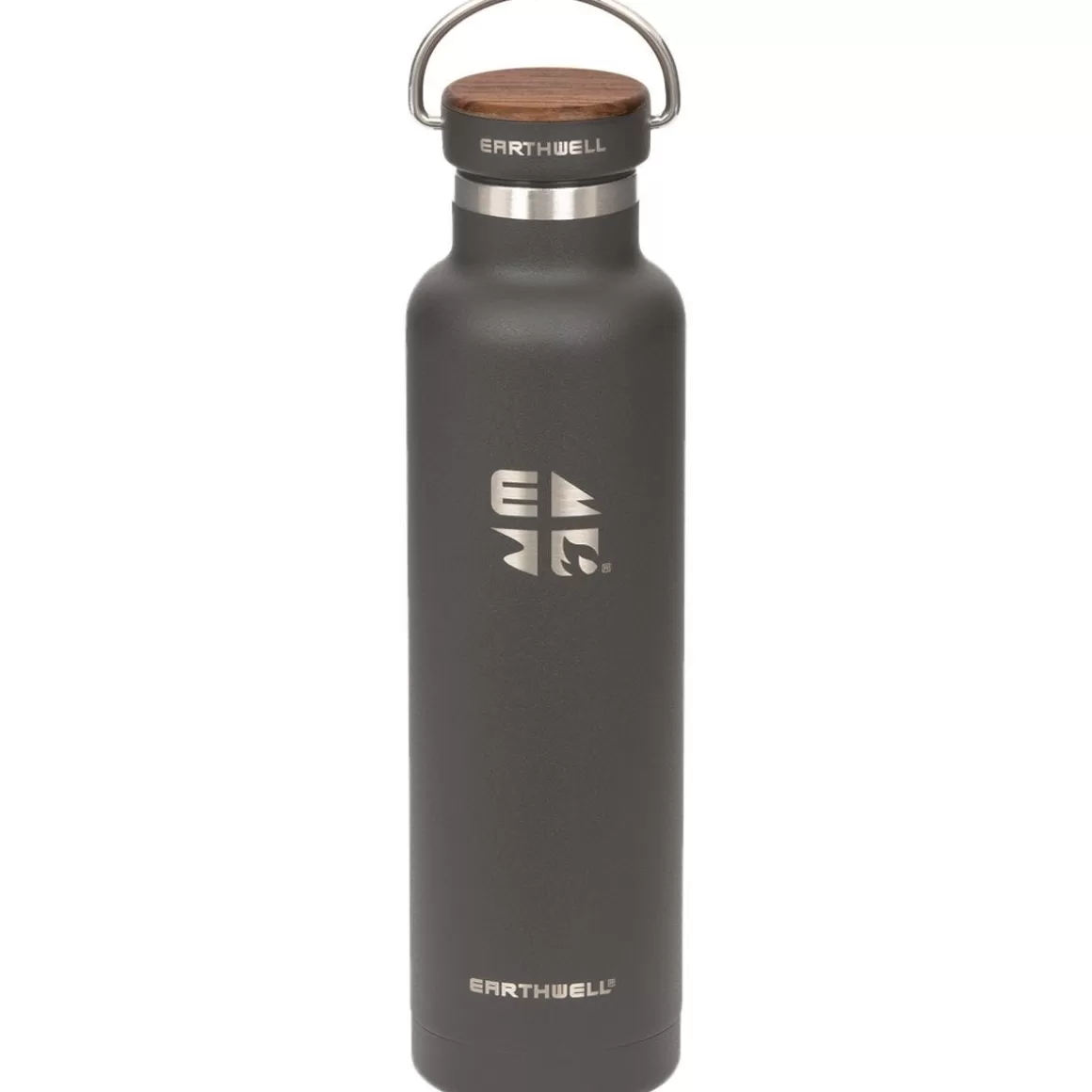 Earthwell Water & Hydration> Woodie Vacuum Bottle 650Ml Walnut / Volcanic Black