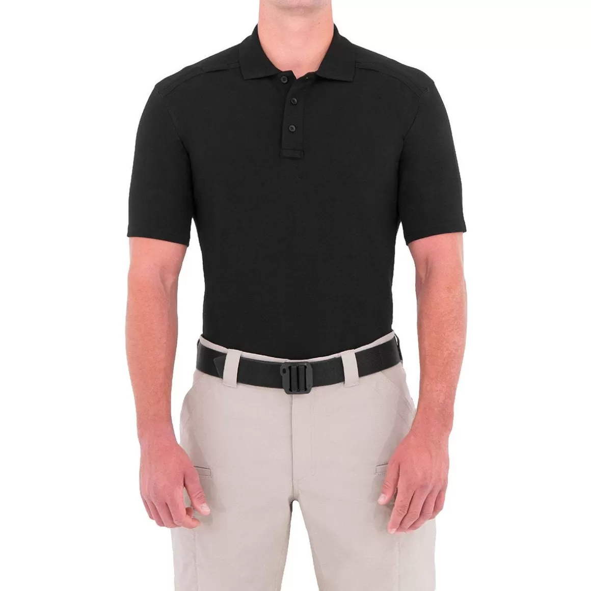 First Tactical T-Shirts & Vests> Men's Cotton Short Sleeve Polo With Pen Pocket Black
