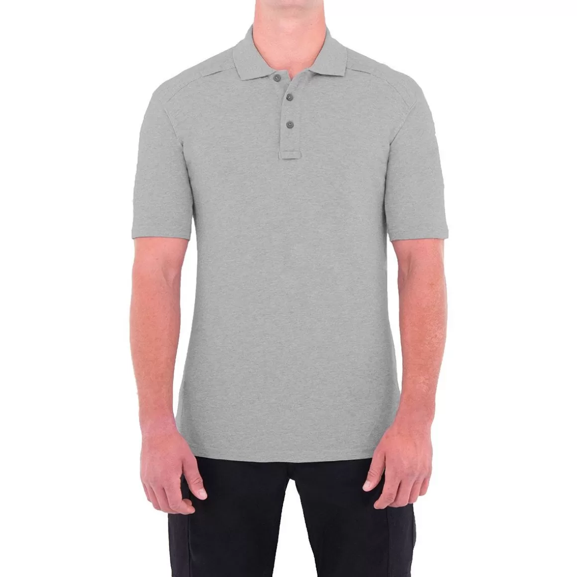 First Tactical T-Shirts & Vests> Men's Cotton Short Sleeve Polo With Pen Pocket Heather Grey
