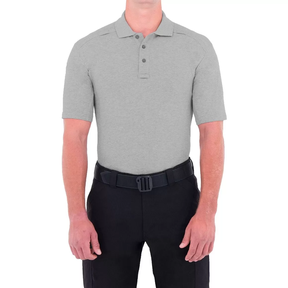 First Tactical T-Shirts & Vests> Men's Cotton Short Sleeve Polo With Pen Pocket Heather Grey