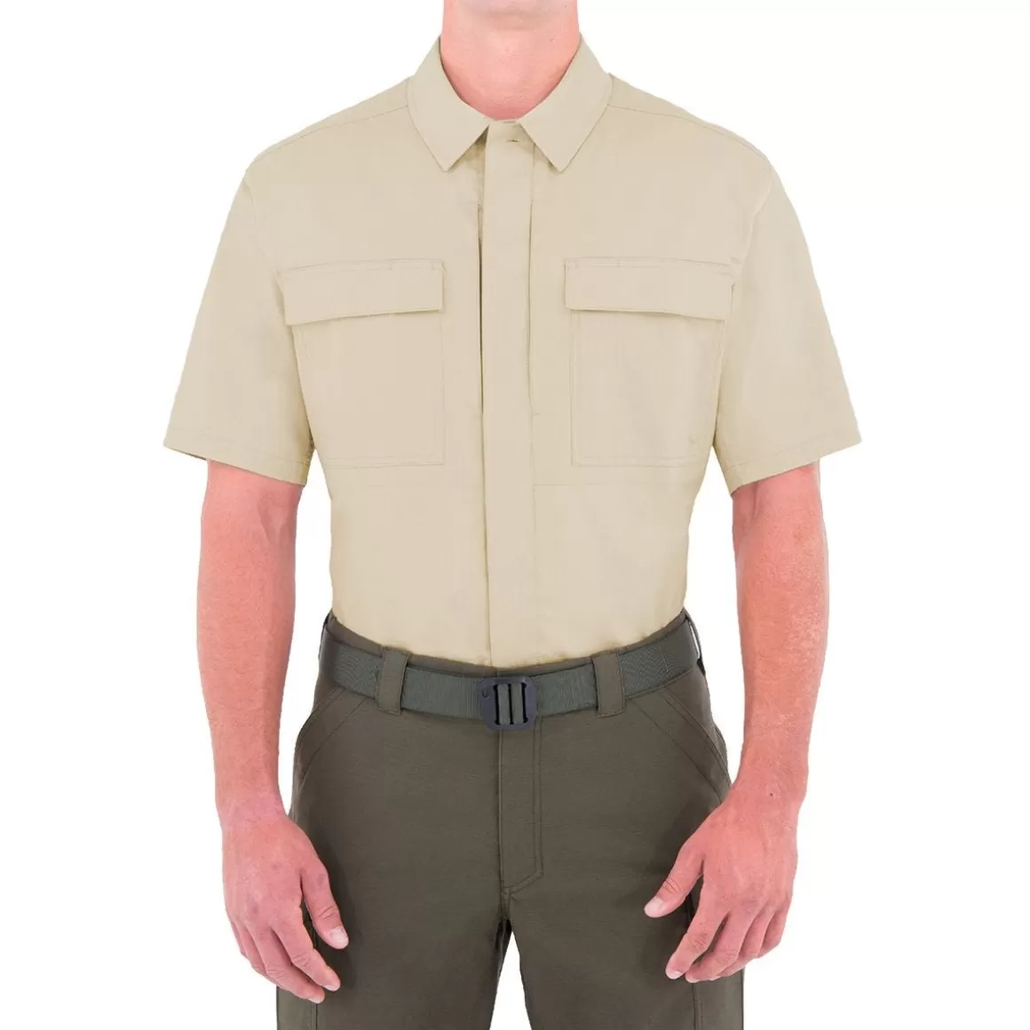Brandit Shirts>First Tactical Men's Tactix Short Sleeve Bdu Shirt Khaki