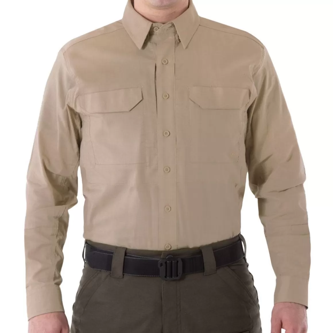 Helikon Shirts>First Tactical Men's V2 Long Sleeve Tactical Shirt Khaki