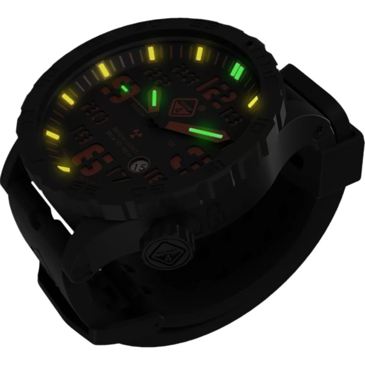 Hazard 4 Watches> Heavy Water Diver Titanium Tritium Watch Agent Orange Yellow/Green