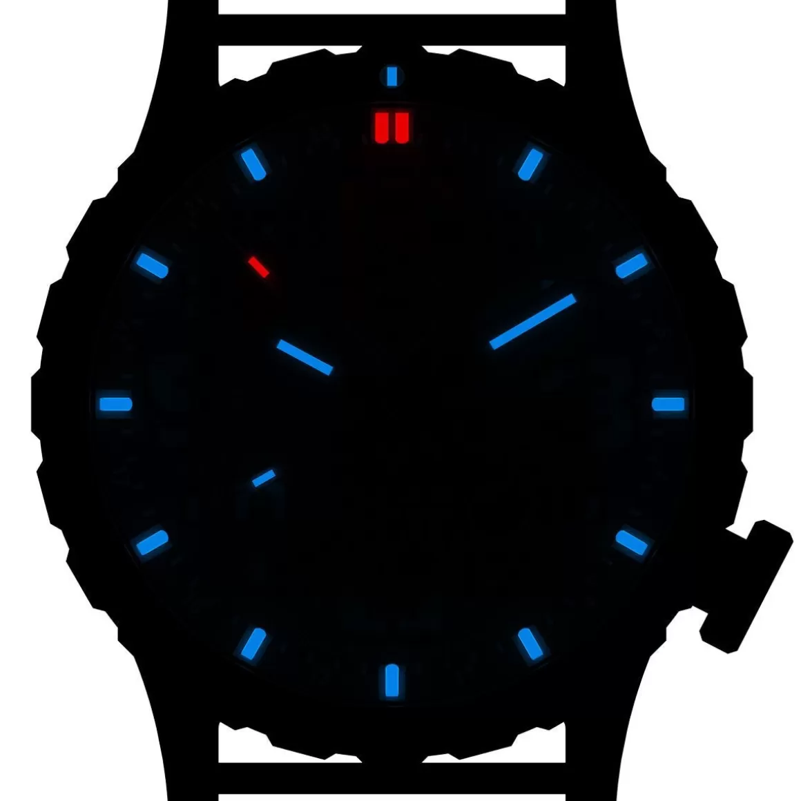 Hazard 4 Watches> Heavy Water Diver Titanium Tritium Watch Blackout Black Gmt Blue/Red