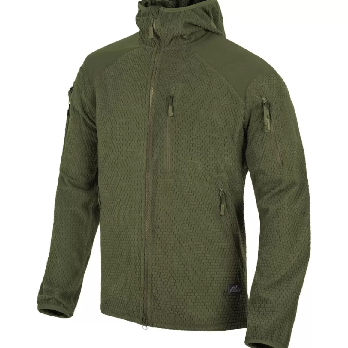 Brandit Fleeces>Helikon Alpha Hoodie Jacket Grid Fleece Olive Green