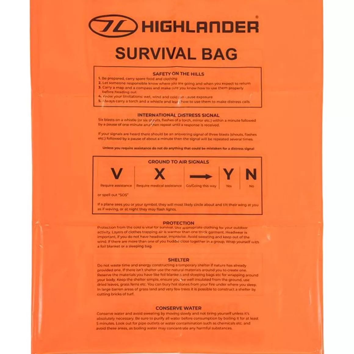 Highlander Emergency & Survival> Emergency Survival Bag Orange