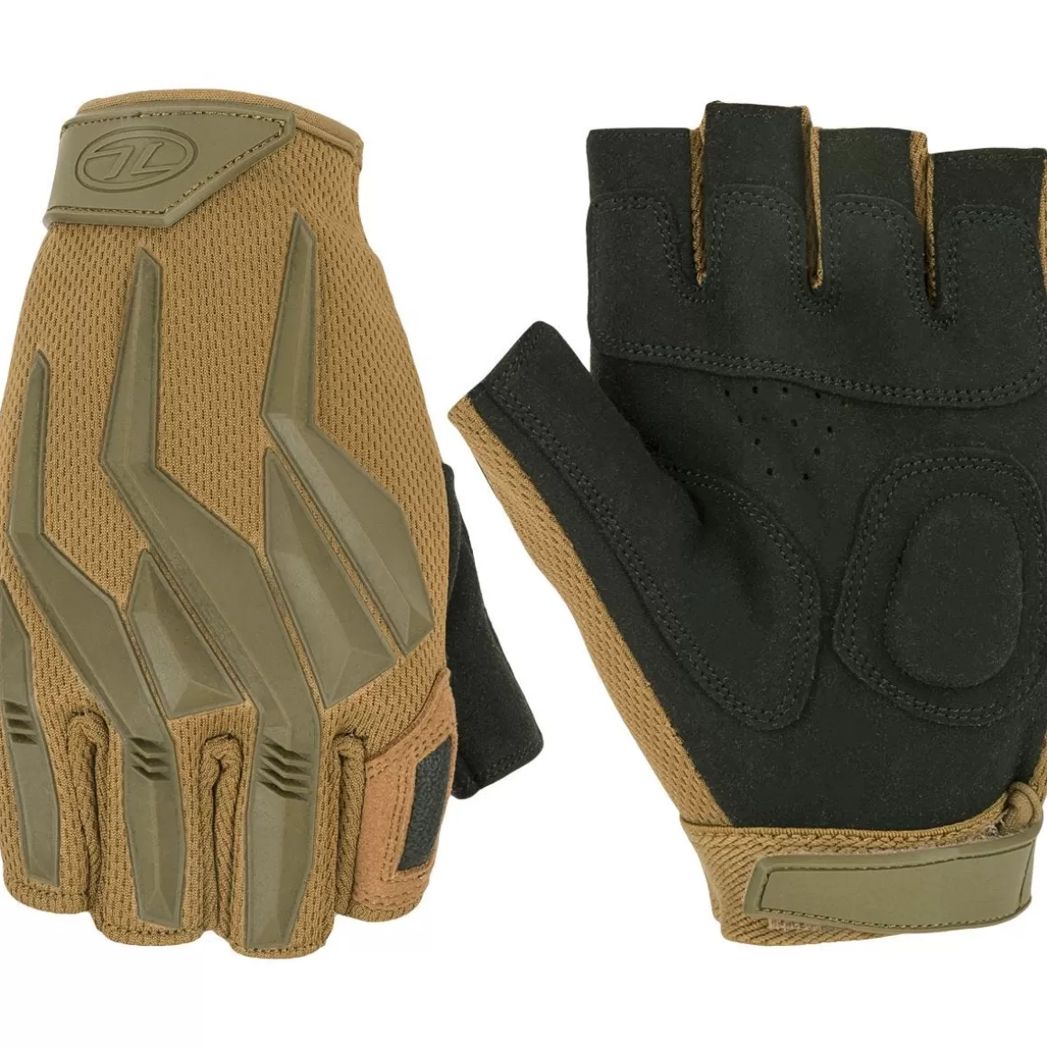 Highlander Forces Gloves> Raptor Fingerless Gloves Coyote Tan