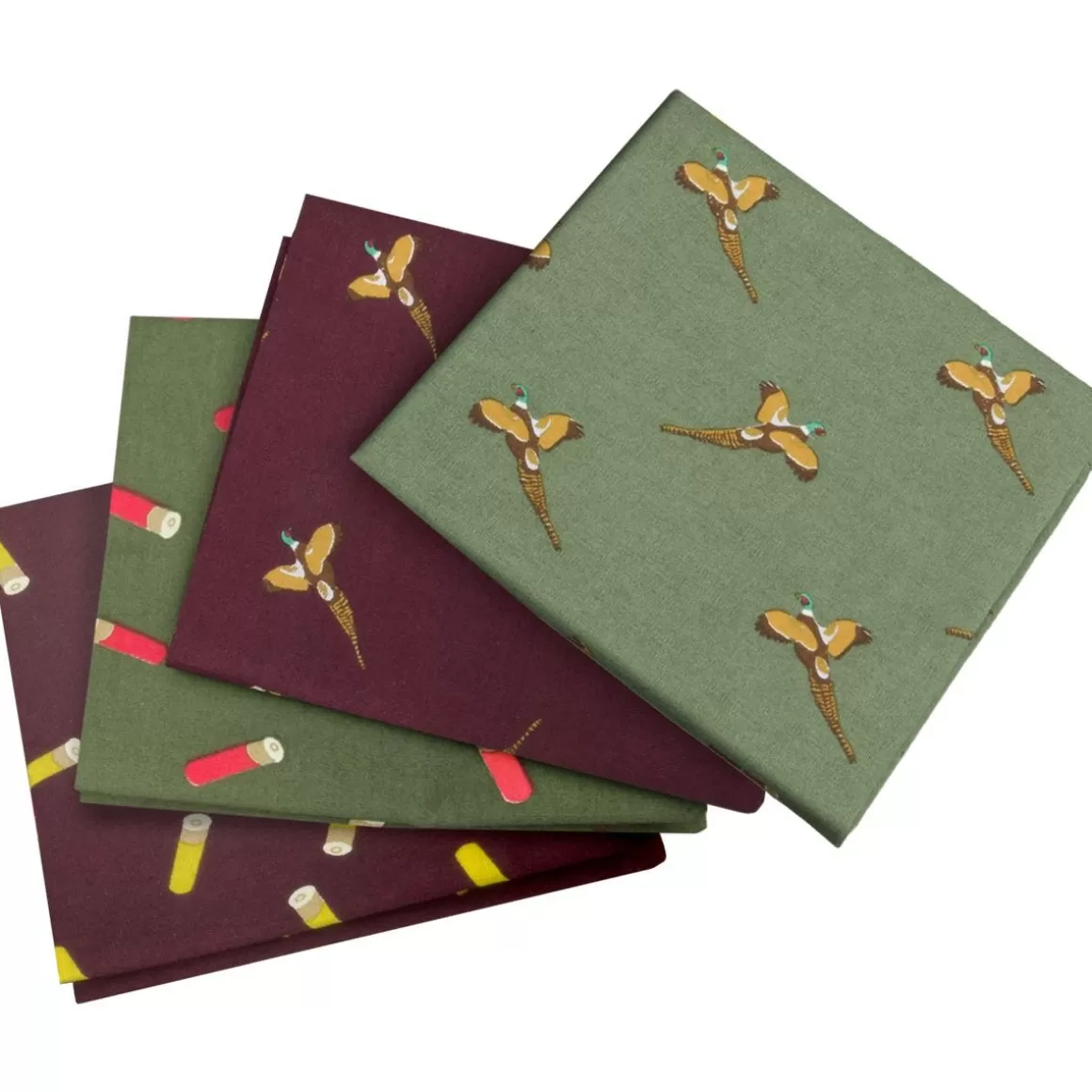 Jack Pyke Everything Else> 4 Pack Hankies Pheasant And Cartridge Wine/Green