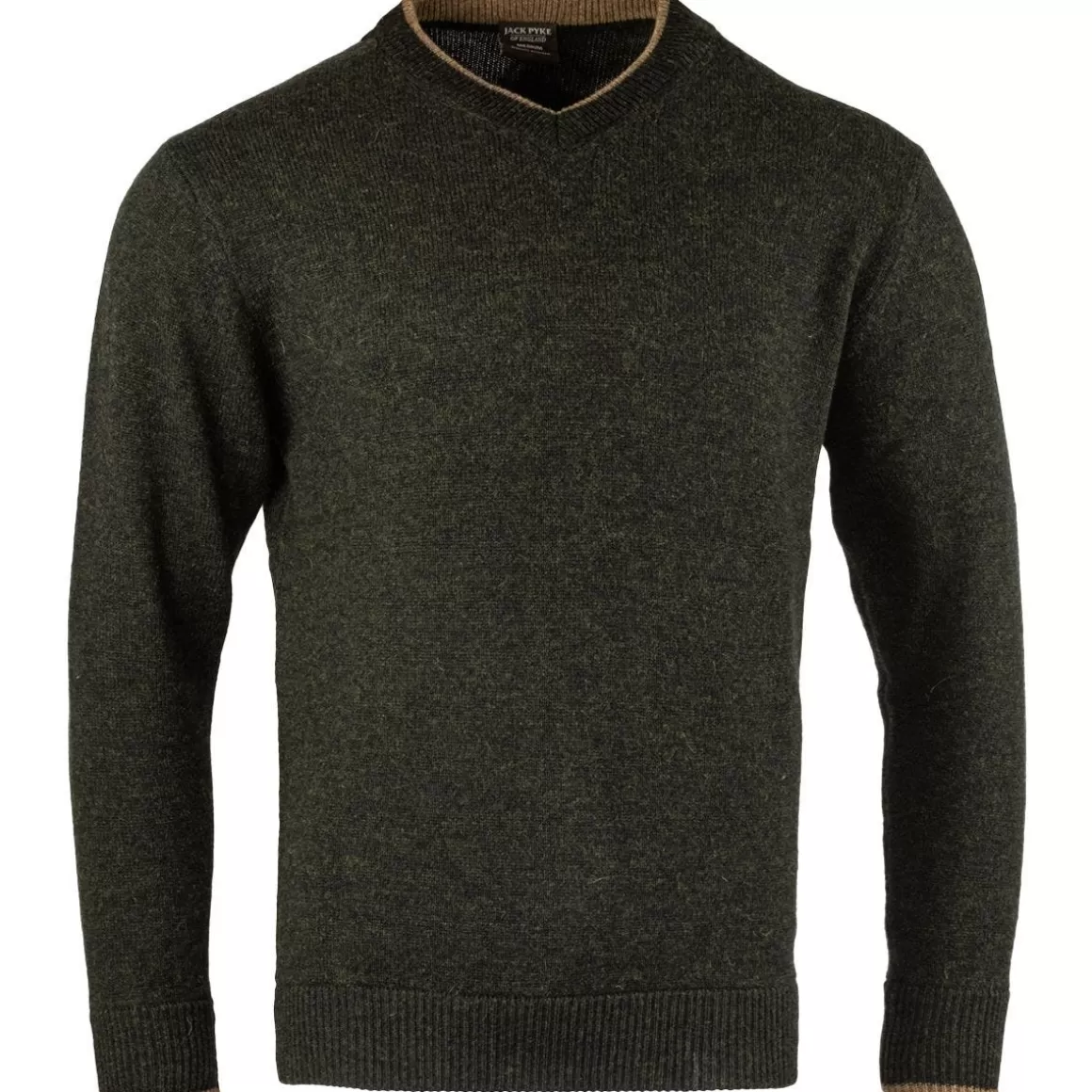 Jack Pyke Clothing> Ashcombe V-Neck Pullover Dark Olive